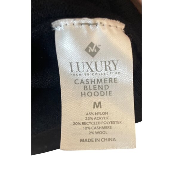 Womens Cashmere Blend Black Hoodie M Boho Warm Comfort Elegant - Picture 5 of 6